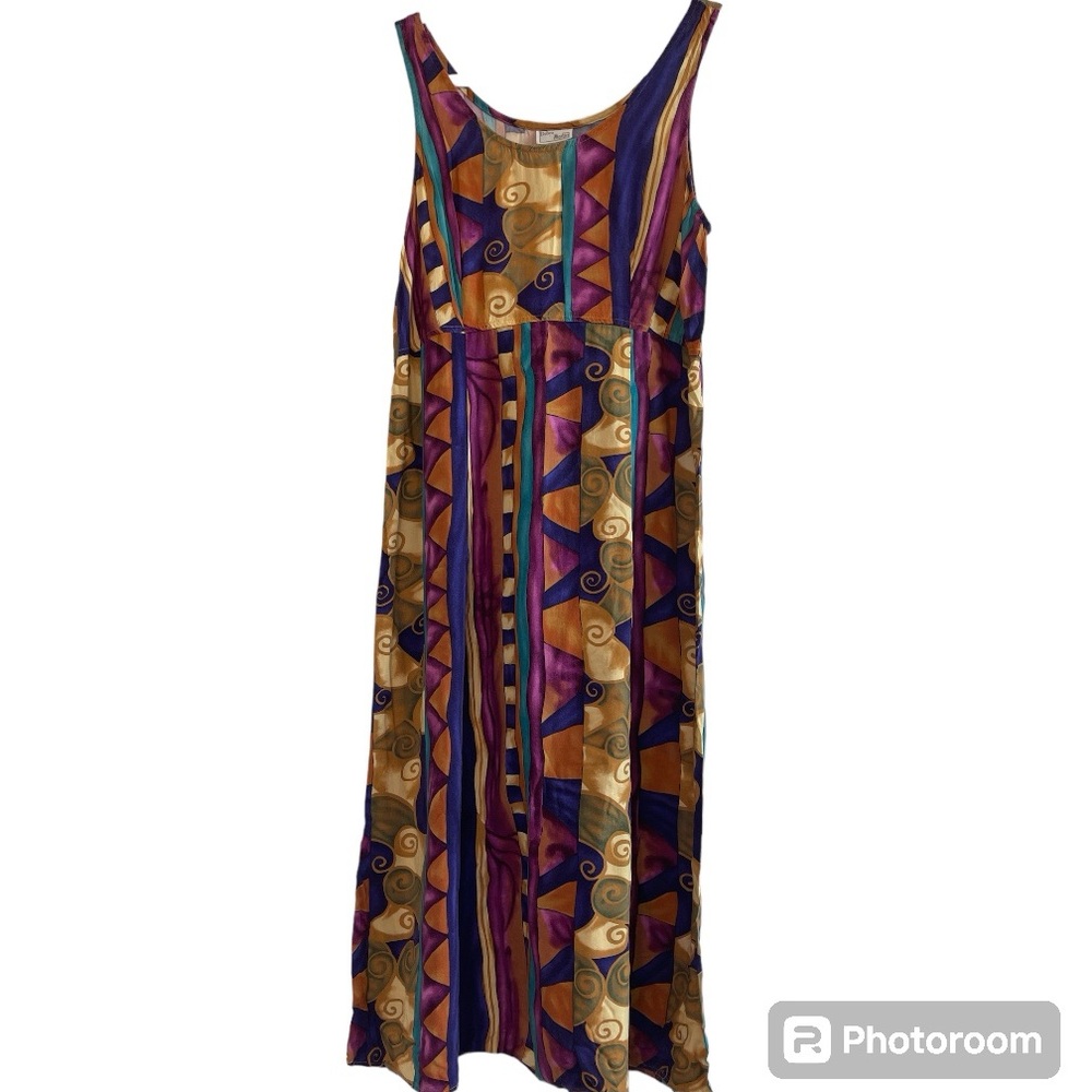 Debra Martin Vintage Geometric Print Sleeveless Maxi Dress Size 14